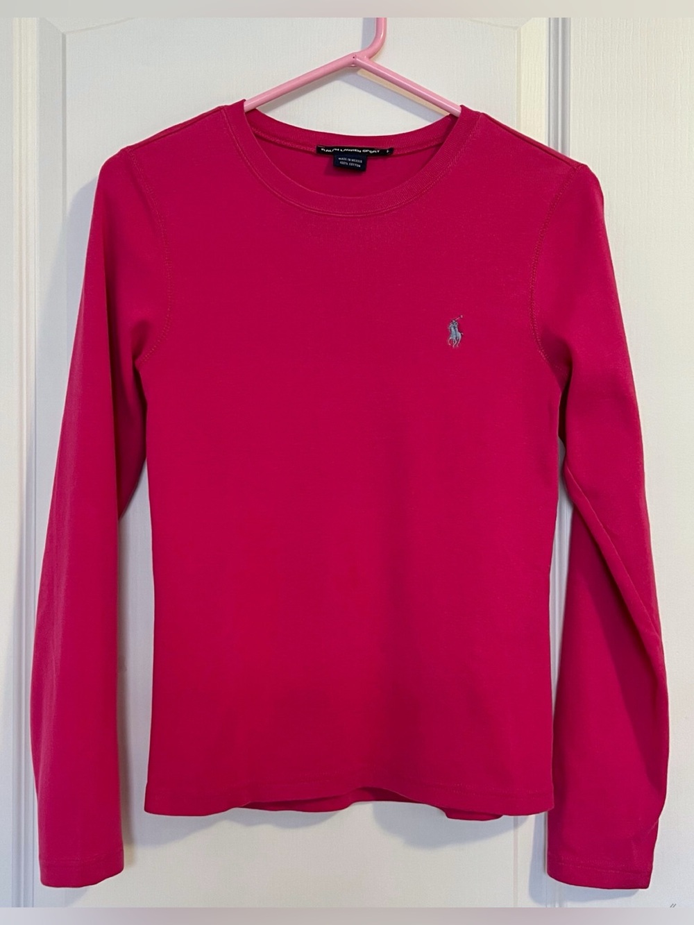 Ralph Lauren Sport Shirt Long Sleeve Tee Cotton Crewneck Pony Logo Preppy Large